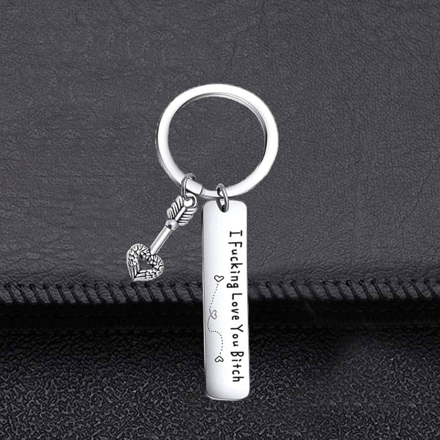Llavero de mejores amigas para mujer, llavero de acero inoxidable grabado con la frase "I Fking Love You Bith" como regalo de cumpleaños, Navidad o amistad para tu mejor amiga, mejores amigas, bff.