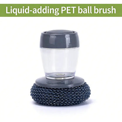 Automatic Liquid Filling Comfort Handle Soap Dispense Palm Brush for Kitchen Sink Pot Bowl Cleaning Ergonomic Non-slip Grip Durable Bristles Multi-Purpose Tool - Sponges