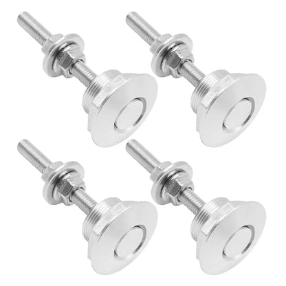 4Pcs Universal Anodizing Treatment Aluminum Quick-Release Lock Latches, 1.25-Inch Diameter Silver Easy-to-Use Anti-Aging Fasteners for Vehicles, Cabinets, Bumper, Hood, License Plate