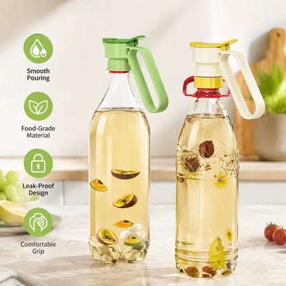 Plastic Bottle Pour Spout Cap Dispenser - 2 Count, Portable Kitchen Utensil with Carry Handle, Detachable Wide Mouth & Different Caliber, for DIY Oil Pots & Refrigerator Cold Water Making