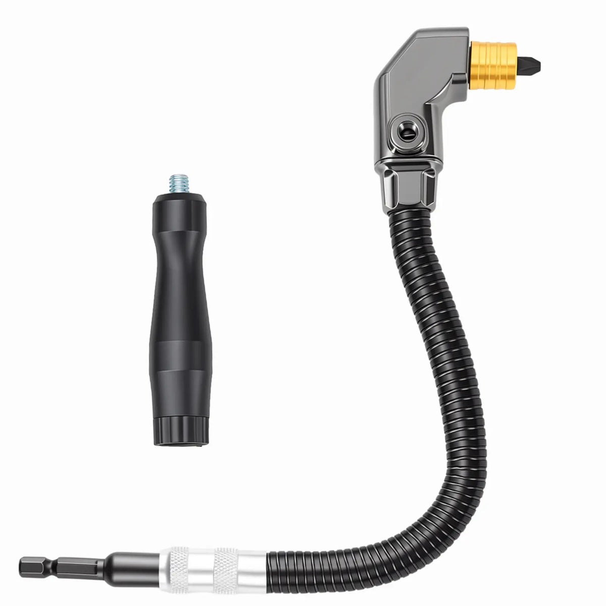 90-Degree Right Angle Drill Attachment, Swivel Corner Drill Adapter Tool for Confined Spaces, Heavy-Duty Electric Drill Extension for Furniture, Closets, and Woodworking
