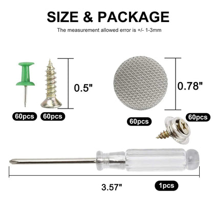 Automotive Car Roof Headliner Repair Button Pins Kit, Universal Auto Roof Snap Rivets Retainer for Car Roof Fixed, with Installation Tool, Fit All Cars