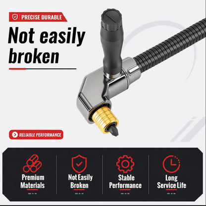 90-Degree Right Angle Drill Attachment, Swivel Corner Drill Adapter Tool for Confined Spaces, Heavy-Duty Electric Drill Extension for Furniture, Closets, and Woodworking