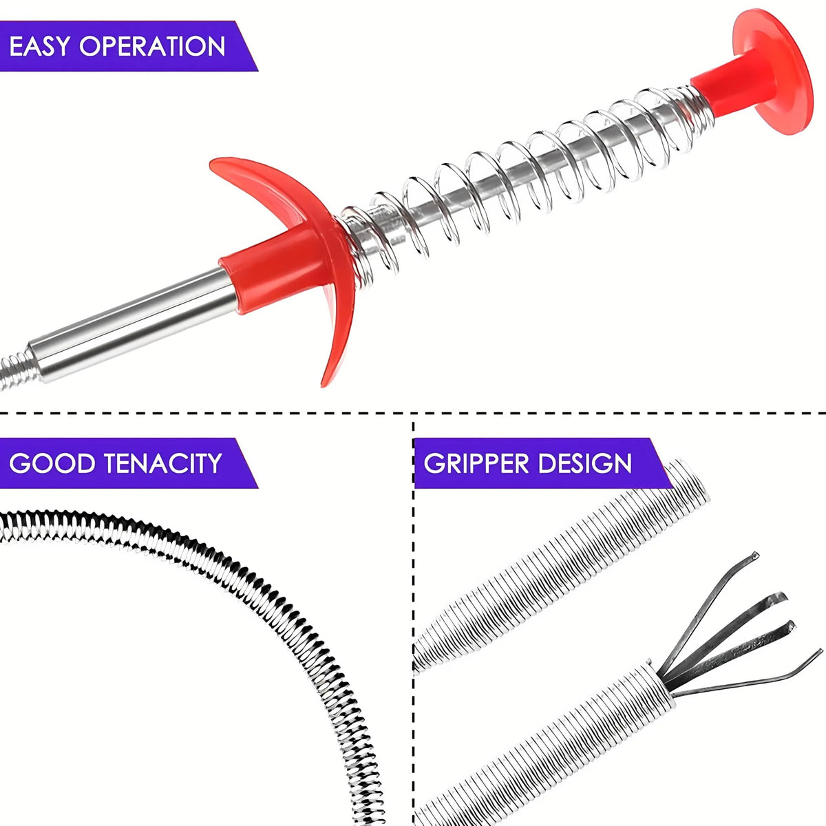 78.74-Inch Flexible Grabber Claw Reacher Tool - 4-Claw Bendable Hose, 0.7cm Bathroom Drain Clog Remover with Flexibility, Accessible to Narrow Places for Drain Cleaning Needs, 78.74 Inches