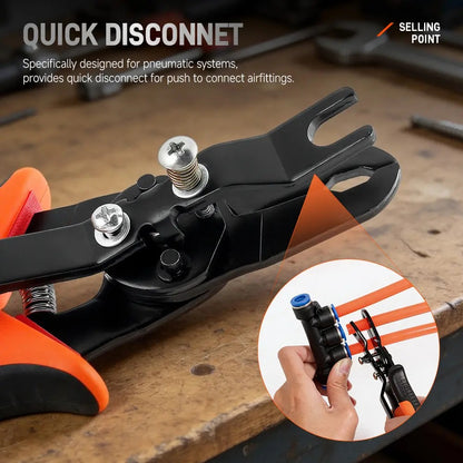 1-Hand Operation Heavy Duty Push-to-Connect Air Hose Connector Remover Pliers - Compact PVC, Carbon Steel, Automotive Pneumatic Quick Disconnect Repair Tools, Father's Day Gift for 3D Printers, Aquaria, Easy To Use