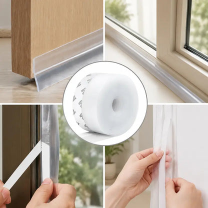 Adhesive Weather Stripping, 16.4Ft x 1.38in Draught Excluder Insulation Tape for Doors, Windows, Shower Sealing