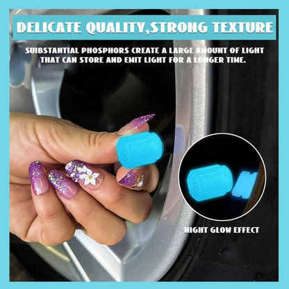 Fluorescent Glow-in-Dark Waterproof Shine Air Caps Cover, Universal Glow-Ready Caps for Car Tire Valves & Bike Stem Covers, Great for Bike and Car Use