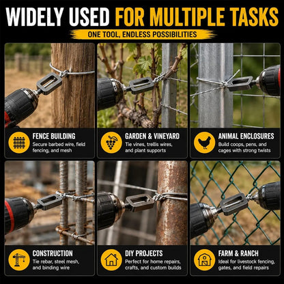 Heavy Duty Multifunctional Wire Twister-Knotter with Twist Sleeve, #9 & #11 Sizes, High-Hardness Steel Tool, Big-Diameter Fit, High Efficiency for General Bundling, Greenhouse Assembly