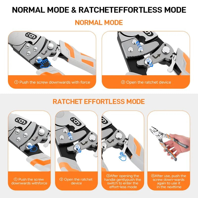 55-Steel Self-Locking Anti-Skid Ratchet Pliers, Heavy-Duty Wire Cutters & Holding Tool, Hands-Free Grip DIY Hardware for Automotive, Plumbing Projects, Durable Pliers & Pincers