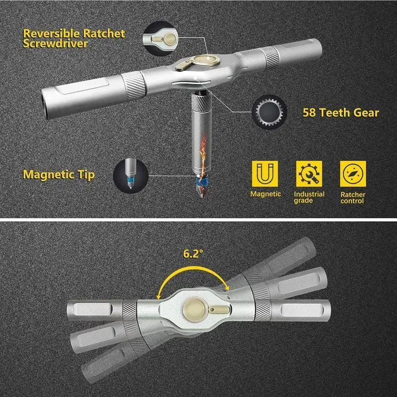 Ratchet Magetic Screwdriver Set, S2 Steel Precision Screwdriver Set - Removable Self Assembly Screwdriver Kit for Furniture Assembly and Repair - Gift for DIYer toolupgrade