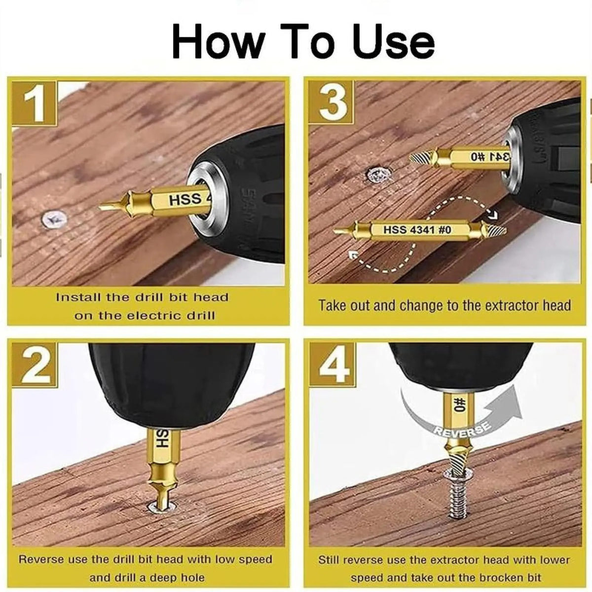6-Count Broken Screw & Bolt Extractor Set, Double-Head Design Hardware Tool for Broken Bolt Fix, Sliding Tooth Fix & Damaged Screws, Clip-On Bit Power Tool Accessory for Household Repair