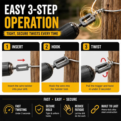 Heavy Duty Multifunctional Wire Twister-Knotter with Twist Sleeve, #9 & #11 Sizes, High-Hardness Steel Tool, Big-Diameter Fit, High Efficiency for General Bundling, Greenhouse Assembly
