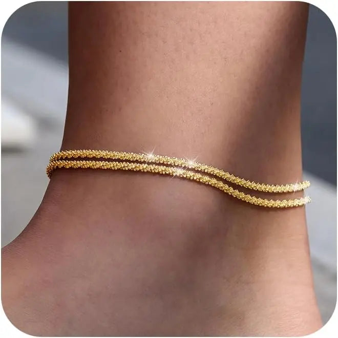 Waterproof Anklet For Women Adjustable Womens Anklet Set Stackable Figaro Beaded Cuban Link Anklets Daily Clothing Decor For Beach Summer Trendy All-match & Exquisite Jewelry For Valentine's Day gifts