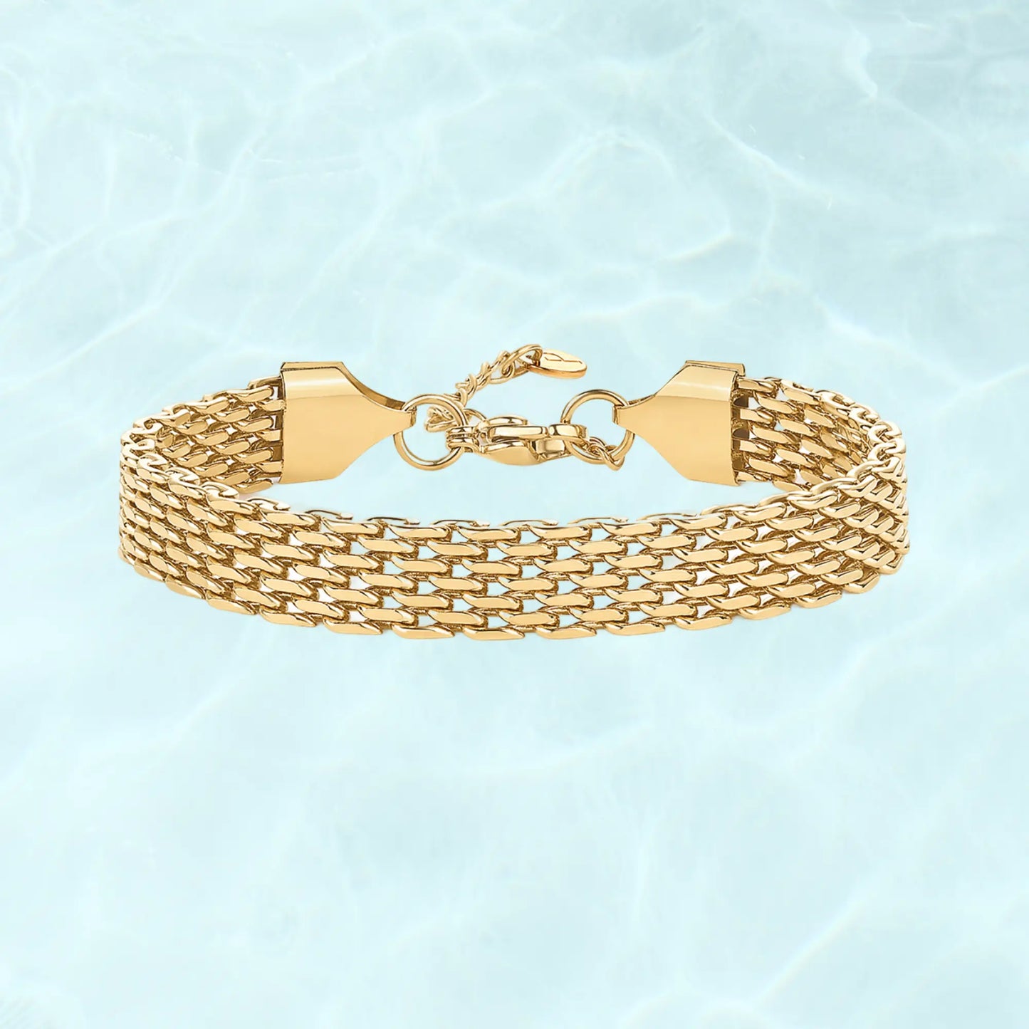 Waterproof Chunky Chain Bracelet for Women - 14K Gold Plated Trendy Adjustable Chain Bracelet - Lightweight Stainless Steel Jewelry