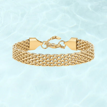 Waterproof Chunky Chain Bracelet for Women - 14K Gold Plated Trendy Adjustable Chain Bracelet - Lightweight Stainless Steel Jewelry
