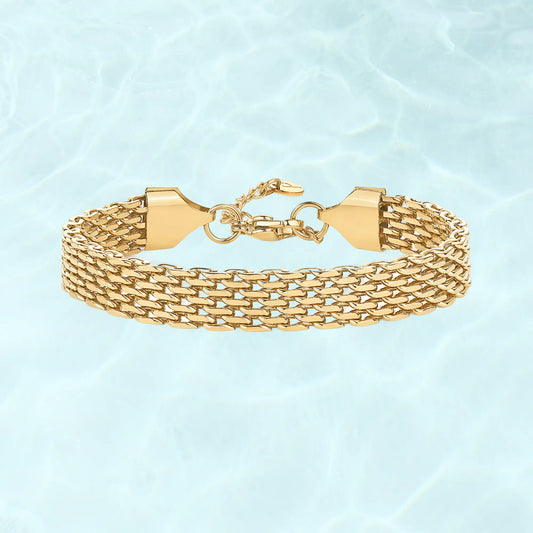 Waterproof Chunky Chain Bracelet for Women - 14K Gold Plated Trendy Adjustable Chain Bracelet - Lightweight Stainless Steel Jewelry