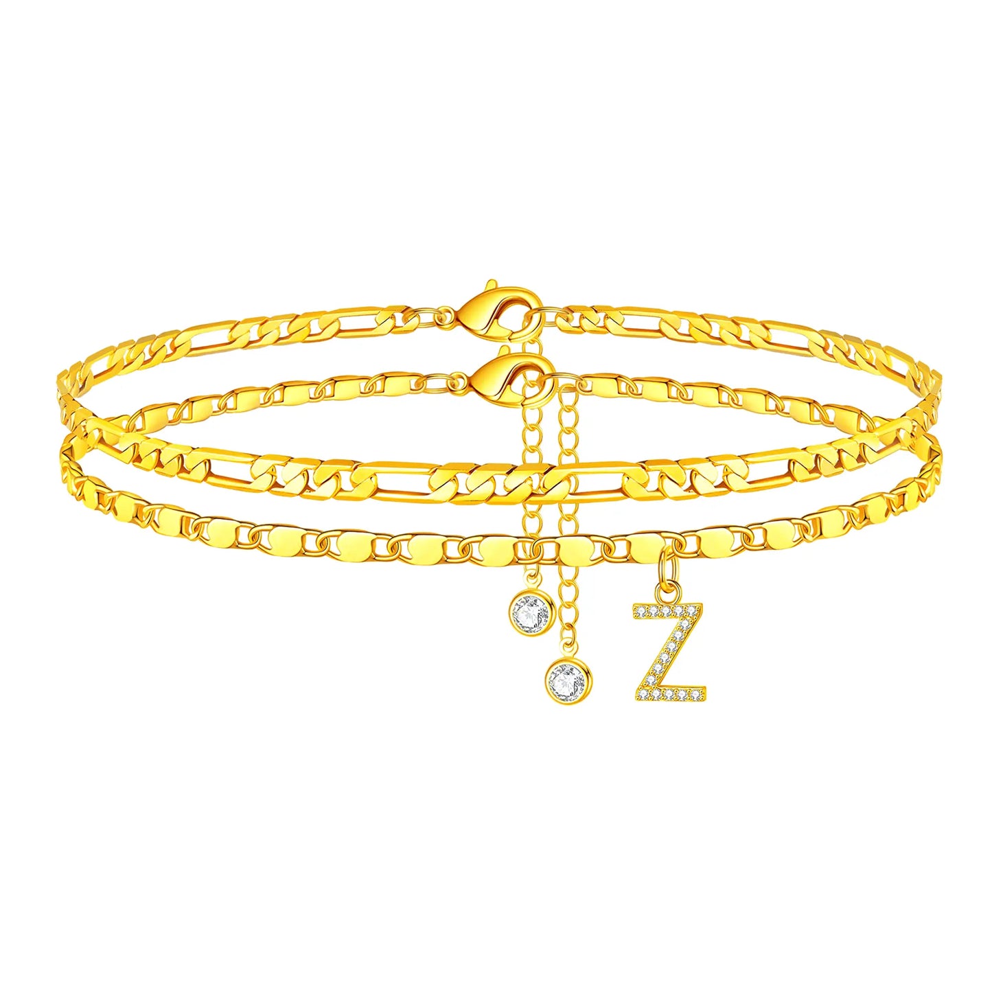 Tobilleras para mujer con delicada cadena y colgante de inicial, hipoalergénicas, con letras de la A a la Z, regalos para niñas, moderno, tamaño ajustable, impermeable, accesorios de disfraz