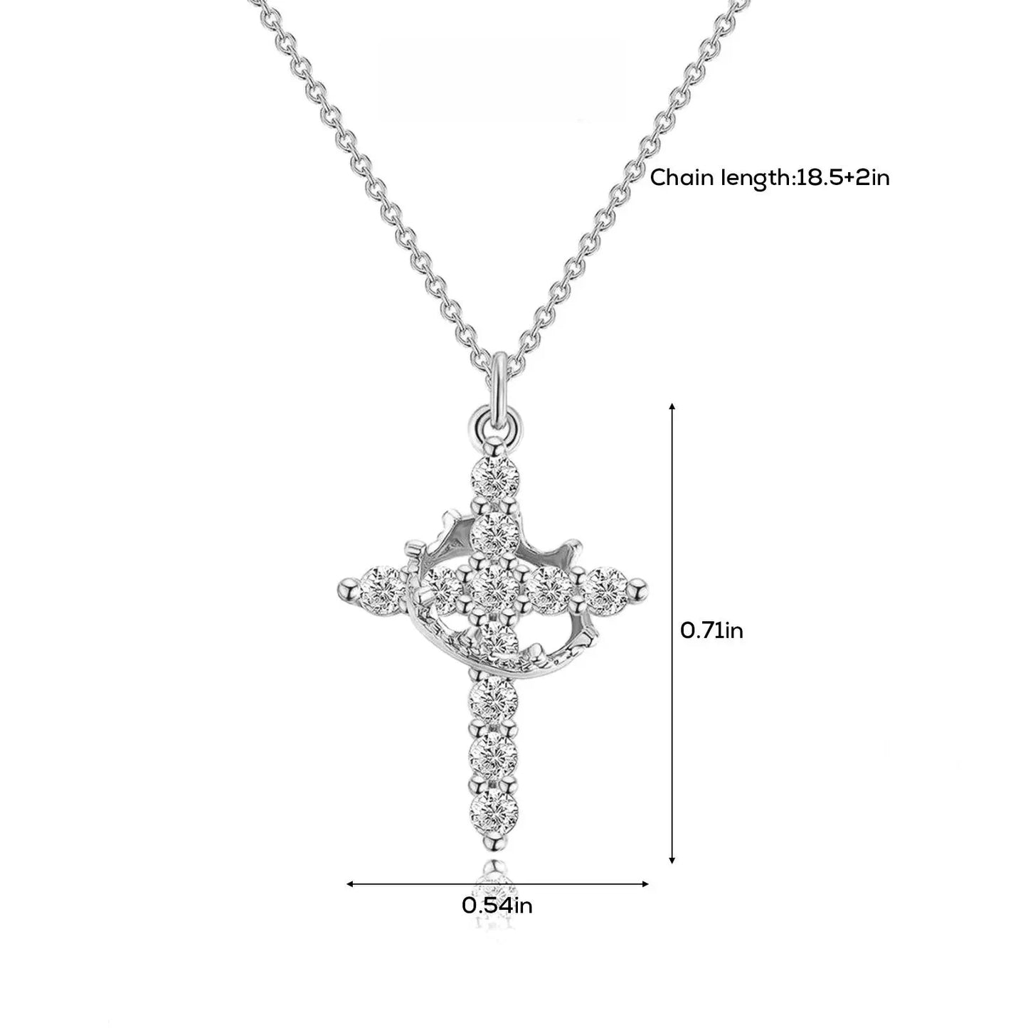 Upgraded 14K Gold Plated Crown Cross Necklace - Non-Tarnish Christian Jewelry for Women, Durable Faith Pendant, Meaningful Valentines Day Religious Gift for Her