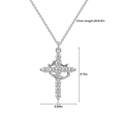 Upgraded 14K Gold Plated Crown Cross Necklace - Non-Tarnish Christian Jewelry for Women, Durable Faith Pendant, Meaningful Valentines Day Religious Gift for Her