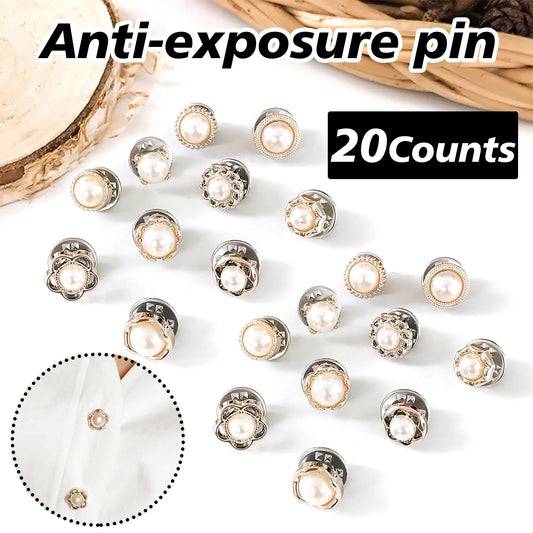 20 botones de broche para mujer, mini botones instantáneos, broches surtidos, broches de perlas y diamantes de imitación para camisa, solapa, botones para cubrir ropa, abrigos, vestidos, jeans, sombreros, bolsos y decoración