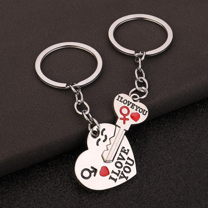 Juego de 2 llaveros de corazón para hombre y mujer, llavero de pareja, accesorio de joyería, regalo