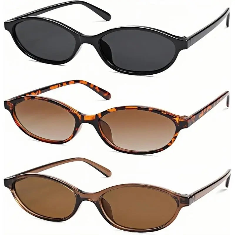 〖Verano a tope〗3 gafas de sol retro ovaladas para mujer, elegantes, estilo ojo de gato, de los 90, ligeras, con montura estrecha, modernas, con protección UV, gafas de sol vintage estilo chica rica, gafas de sol para mujer