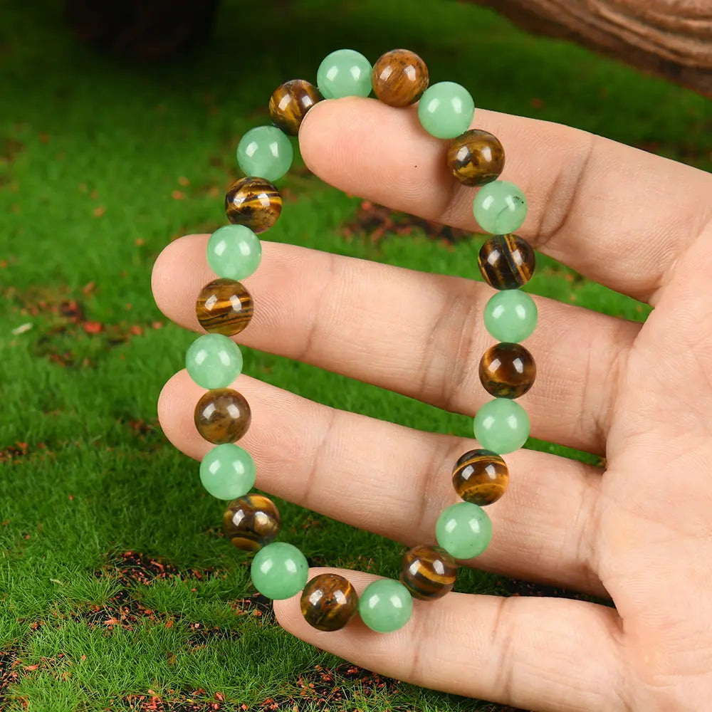 1 ud. Pulsera Arpurraina de Atracción de Dinero con Aventurina Verde y Ojo de Tigre - pulsera de la amistad azul, joyería de cuentas, pulsera de protección, regalo de aliento, pulsera artificial de moda del día, pulsera de cristal con cuentas Colorblock