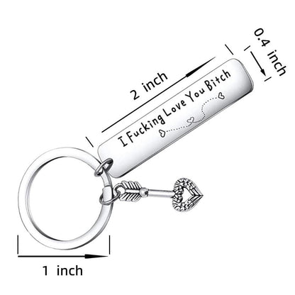 Llavero de mejores amigas para mujer, llavero de acero inoxidable grabado con la frase "I Fking Love You Bith" como regalo de cumpleaños, Navidad o amistad para tu mejor amiga, mejores amigas, bff.