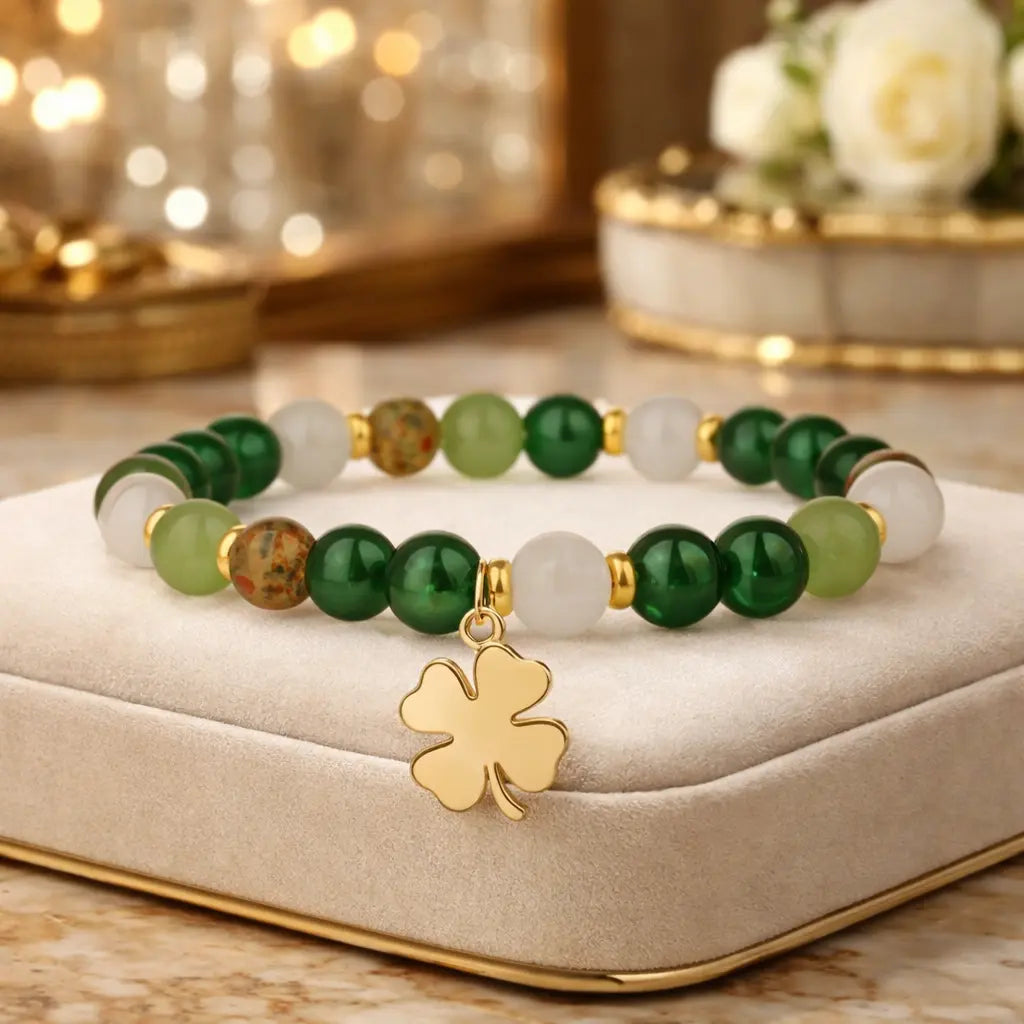 1pc Lucky Money Attraction Bracelet with Green Aventurine & Agate Beads | Wealth & Protection Crystal Bracelet | Fashion Stretch Beaded Jewelry Gift for Women