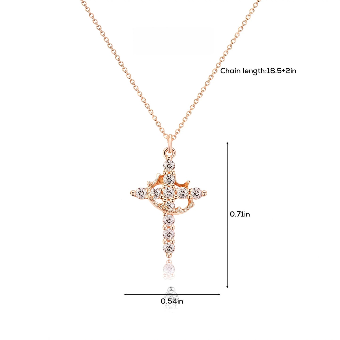 Upgraded 14K Gold Plated Crown Cross Necklace - Non-Tarnish Christian Jewelry for Women, Durable Faith Pendant, Meaningful Valentines Day Religious Gift for Her