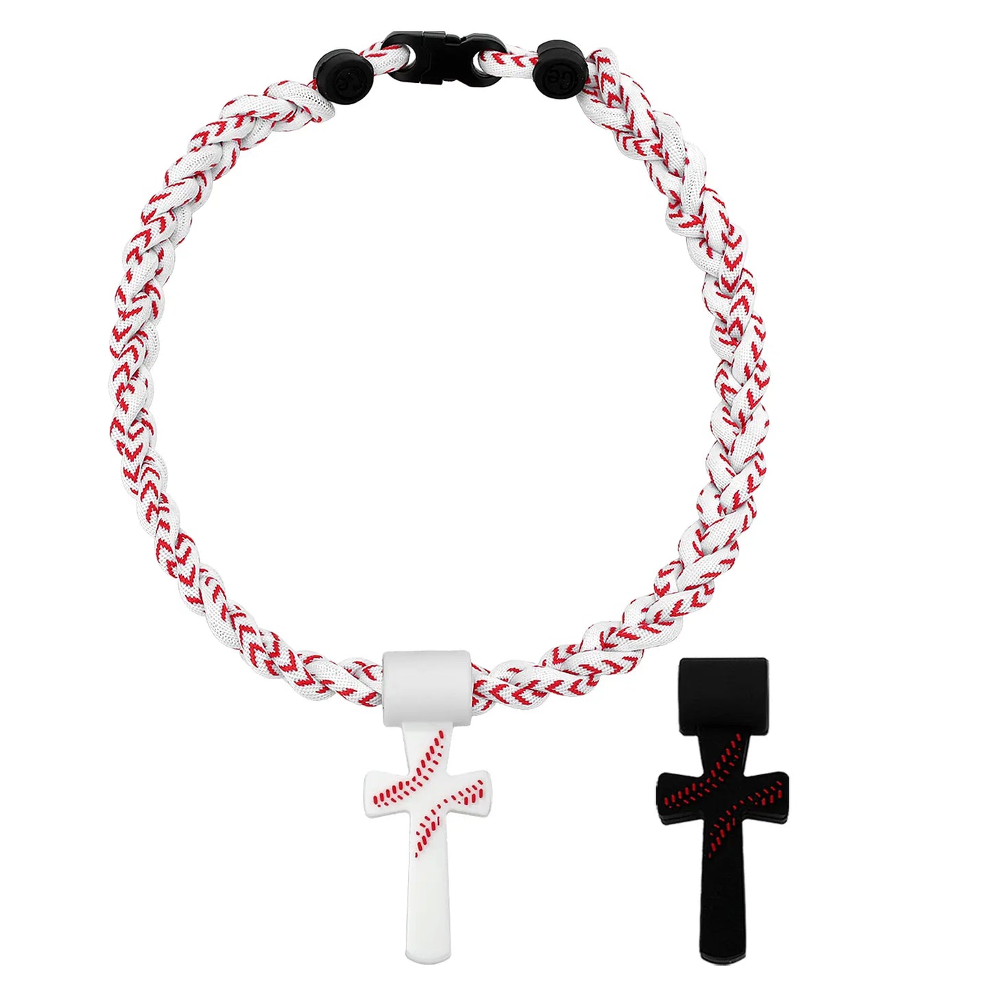 Collares de béisbol para niños de 8 a 12 años, collar deportivo Tornado de triple cuerda con colgante de cruz, joyería de béisbol de silicona suave y cuerda, frase inspiradora "TODO LO PUEDO EN CRISTO QUE ME FORTALECE FIL.4:13", blanco, 18.11 pulgadas