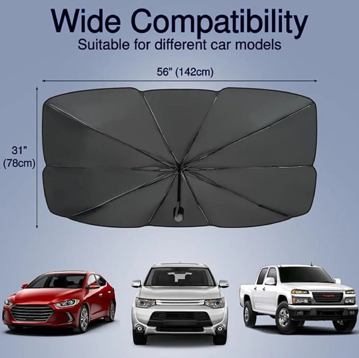 Parasol portátil para parabrisas de coche, paraguas plegable para enfriamiento de parabrisas para uso diario, accesorios exteriores de coche, parasoles para coche