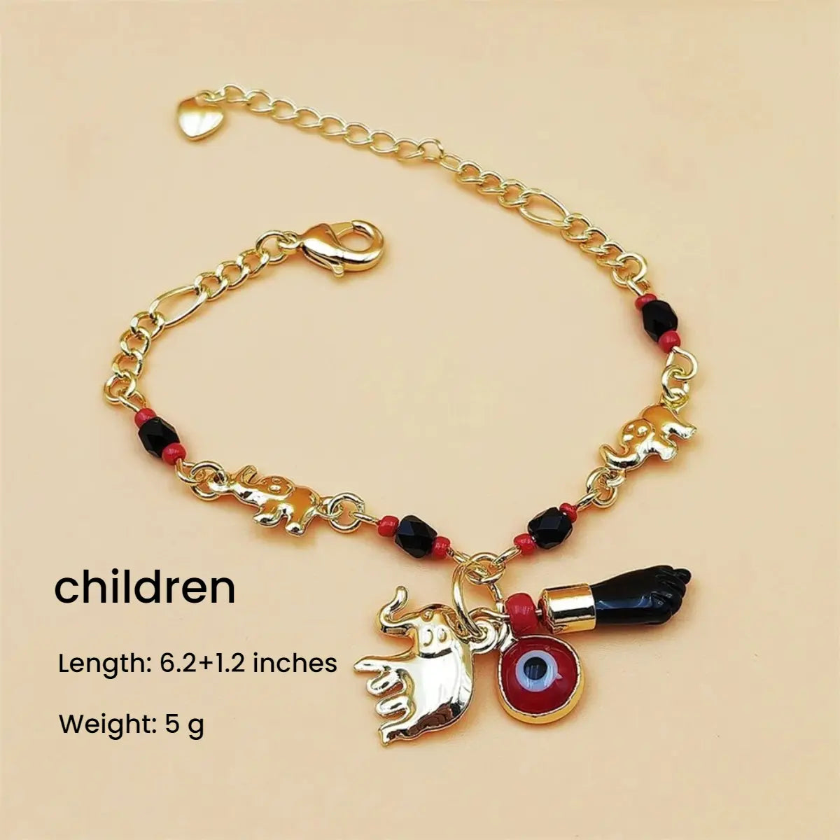 14K Real Gold Plated Elephant Evil Eye Bracelet Jewelry Adjustable Hypoallergenic Bohemian Style Anklet for Women
