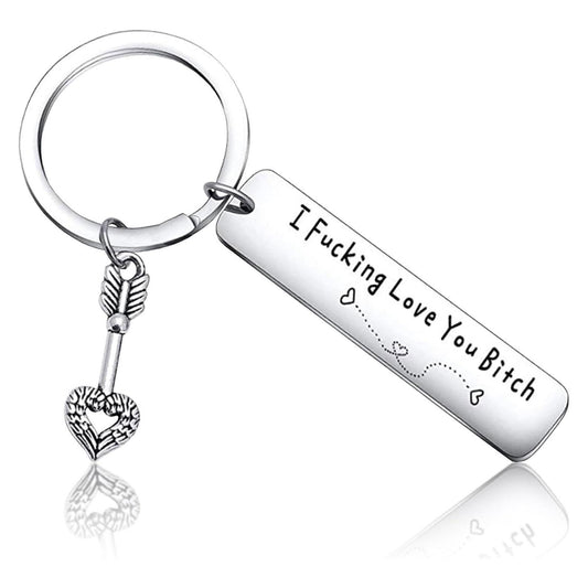 Llavero de mejores amigas para mujer, llavero de acero inoxidable grabado con la frase "I Fking Love You Bith" como regalo de cumpleaños, Navidad o amistad para tu mejor amiga, mejores amigas, bff.