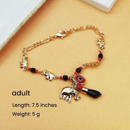 14K Real Gold Plated Elephant Evil Eye Bracelet Jewelry Adjustable Hypoallergenic Bohemian Style Anklet for Women