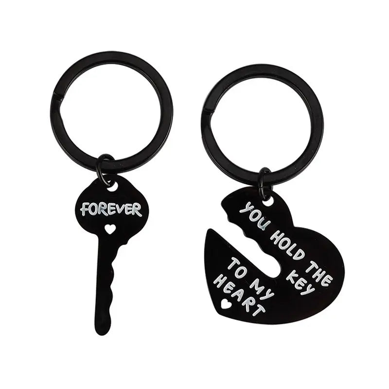 Juego de 2 llaveros de corazón para hombre y mujer, llavero de pareja, accesorio de joyería, regalo