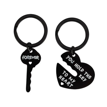 Juego de 2 llaveros de corazón para hombre y mujer, llavero de pareja, accesorio de joyería, regalo