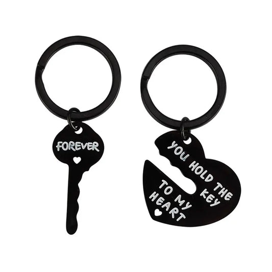 Juego de 2 llaveros de corazón para hombre y mujer, llavero de pareja, accesorio de joyería, regalo