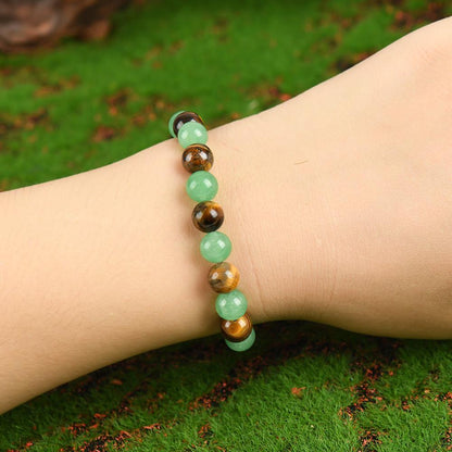 1 ud. Pulsera Arpurraina de Atracción de Dinero con Aventurina Verde y Ojo de Tigre - pulsera de la amistad azul, joyería de cuentas, pulsera de protección, regalo de aliento, pulsera artificial de moda del día, pulsera de cristal con cuentas Colorblock