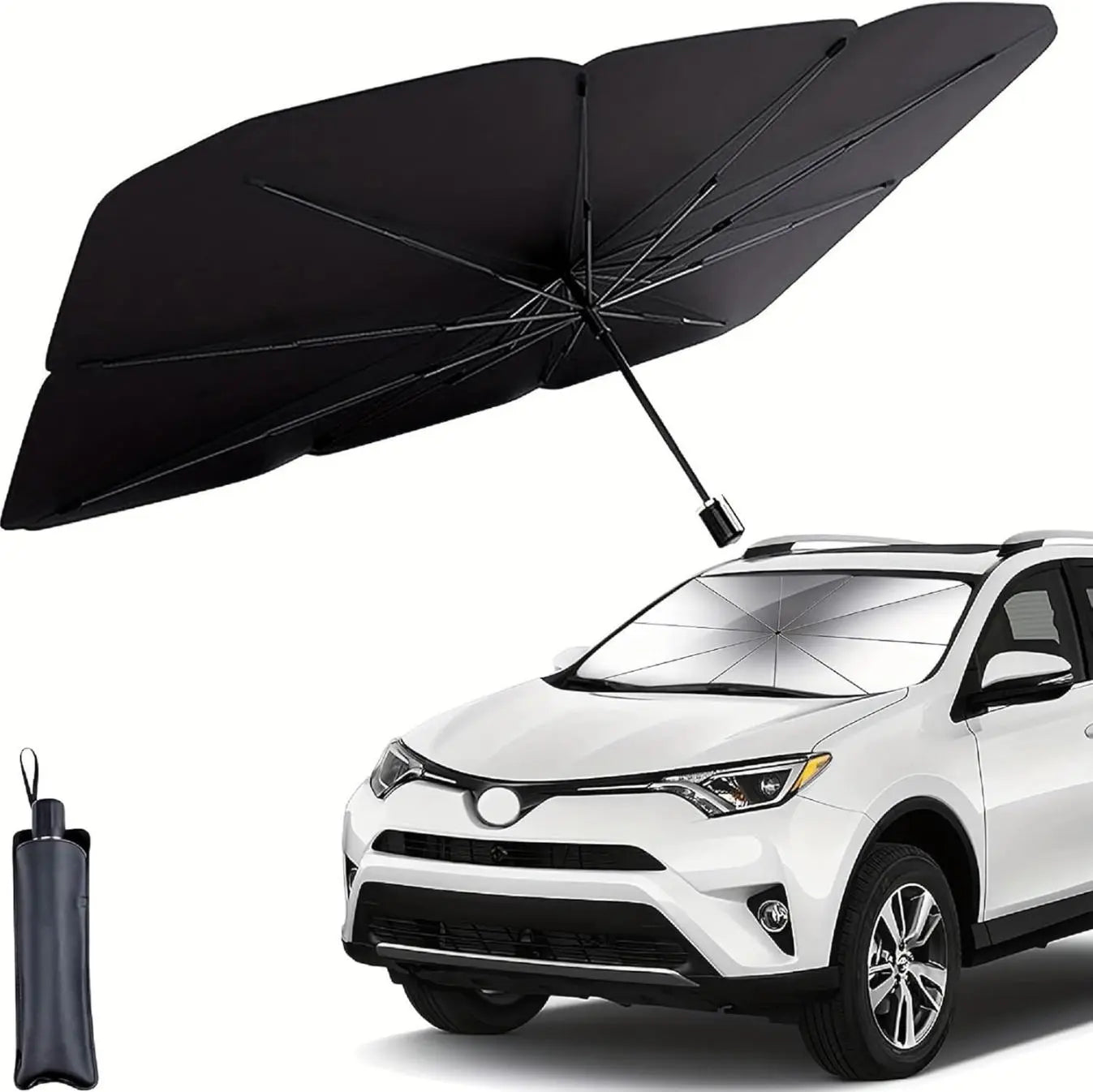 Parasol portátil para parabrisas de coche, paraguas plegable para enfriamiento de parabrisas para uso diario, accesorios exteriores de coche, parasoles para coche