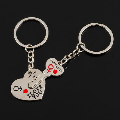 Juego de 2 llaveros de corazón para hombre y mujer, llavero de pareja, accesorio de joyería, regalo