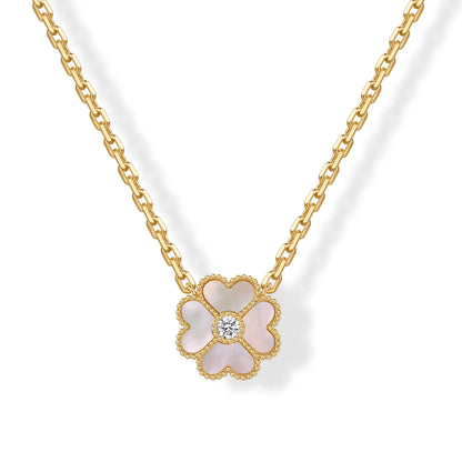 Gold Plated Clover Necklaces for Women - Black Onyx & Mother of Pearl Gemstone Pendant Necklace - Adjustable Chain Hypoallergenic Jewelry Gifts