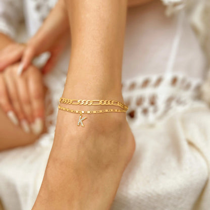 Tobilleras para mujer con delicada cadena y colgante de inicial, hipoalergénicas, con letras de la A a la Z, regalos para niñas, moderno, tamaño ajustable, impermeable, accesorios de disfraz