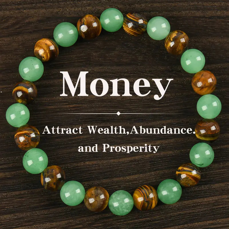 1 ud. Pulsera Arpurraina de Atracción de Dinero con Aventurina Verde y Ojo de Tigre - pulsera de la amistad azul, joyería de cuentas, pulsera de protección, regalo de aliento, pulsera artificial de moda del día, pulsera de cristal con cuentas Colorblock