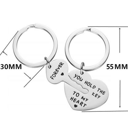 Juego de 2 llaveros de corazón para hombre y mujer, llavero de pareja, accesorio de joyería, regalo