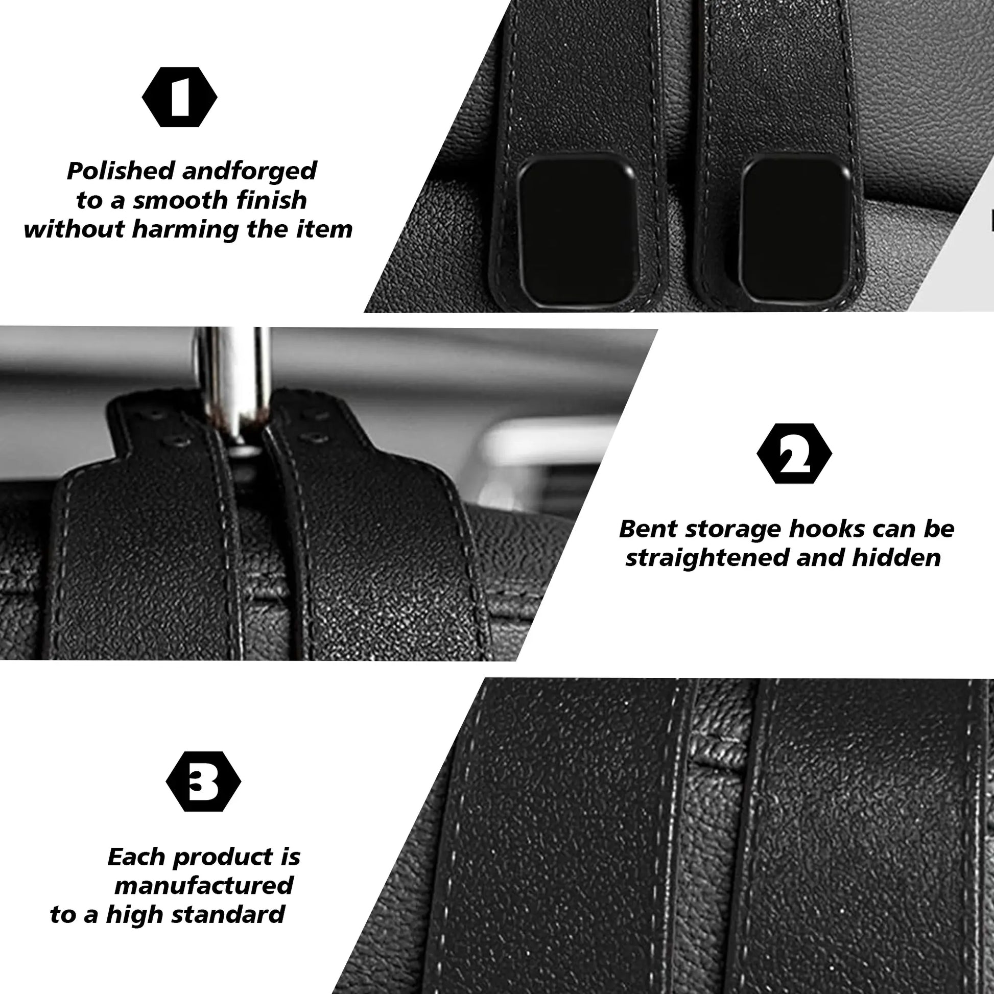 Flexible hidden car seat headrest hook design