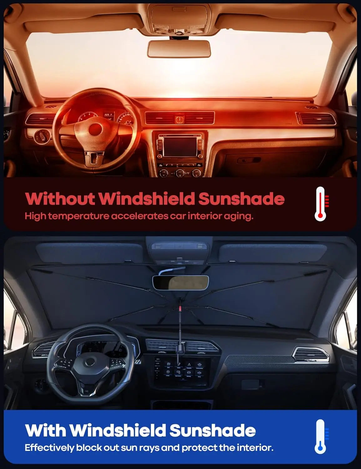 Parasol portátil para parabrisas de coche, paraguas plegable para enfriamiento de parabrisas para uso diario, accesorios exteriores de coche, parasoles para coche