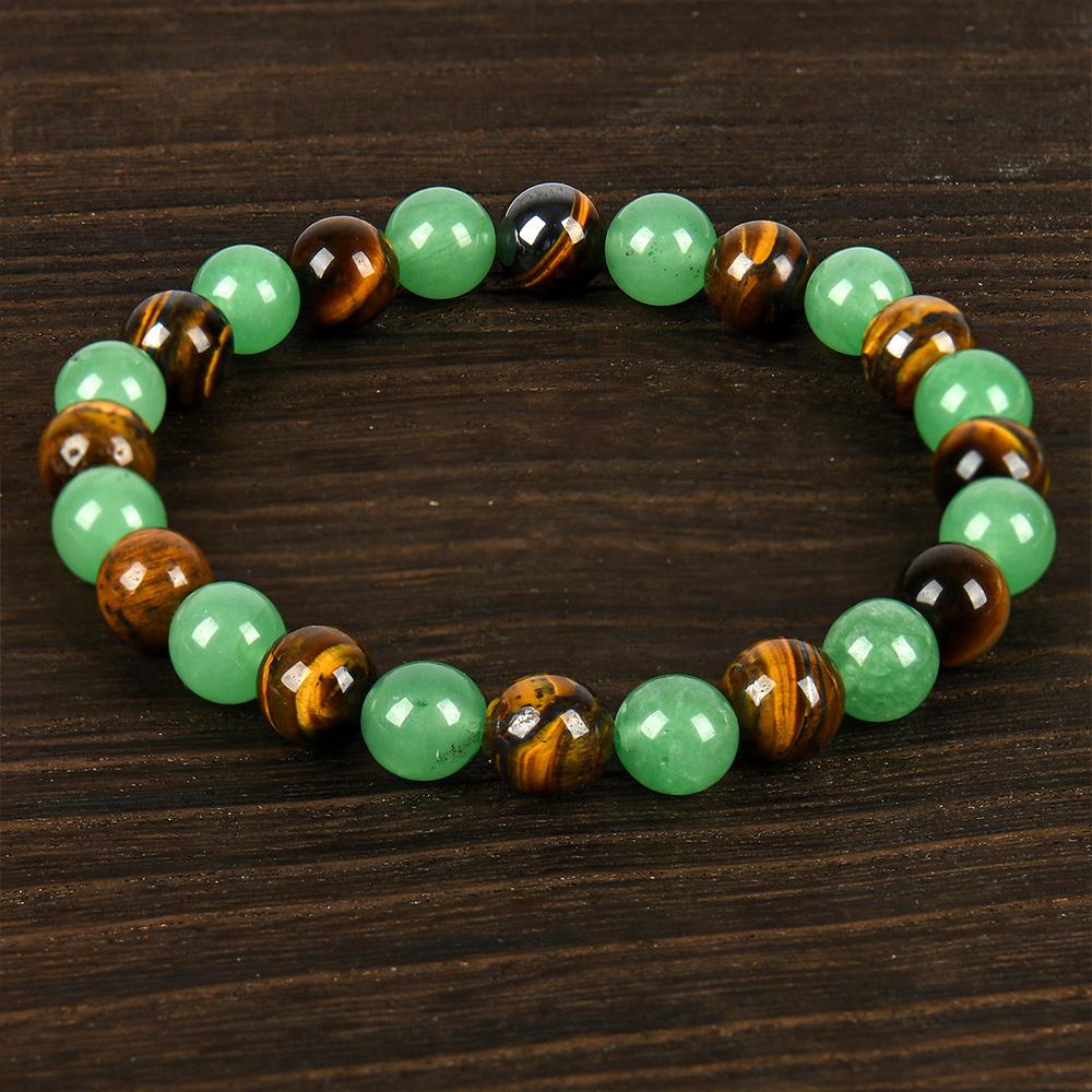 1 ud. Pulsera Arpurraina de Atracción de Dinero con Aventurina Verde y Ojo de Tigre - pulsera de la amistad azul, joyería de cuentas, pulsera de protección, regalo de aliento, pulsera artificial de moda del día, pulsera de cristal con cuentas Colorblock