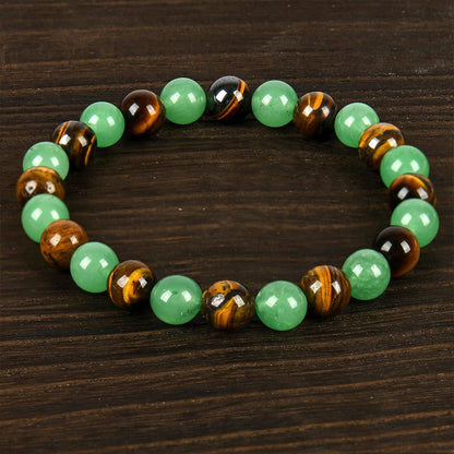 1 ud. Pulsera Arpurraina de Atracción de Dinero con Aventurina Verde y Ojo de Tigre - pulsera de la amistad azul, joyería de cuentas, pulsera de protección, regalo de aliento, pulsera artificial de moda del día, pulsera de cristal con cuentas Colorblock