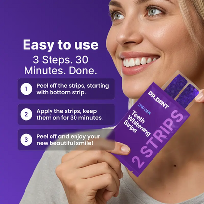 DRDENT Purple Teeth Whitening Strips - 7/21 Whitening Sessions - Safe for Enamel - Non Sensitive Teeth Whitening - Peroxide-Free